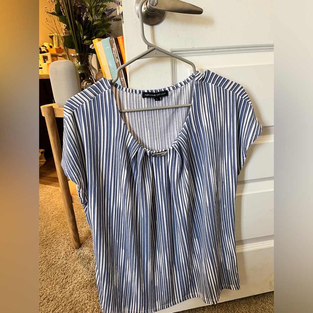 Blue and white striped blouse large